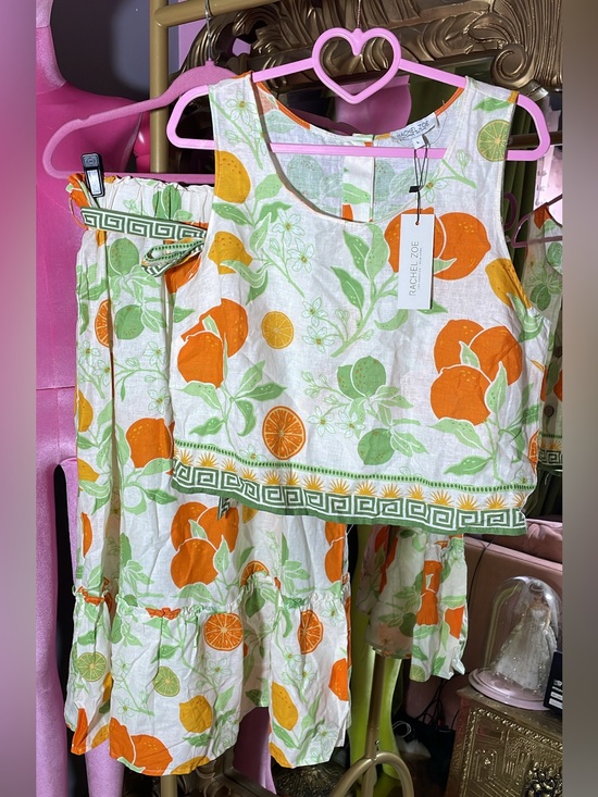 Rachel Zoe Other - Rachel Zoe White Tank & Skirt Set with Orange Citrus Print